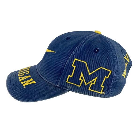 Vtg 90s Nike Michigan Wolverines Blue Yellow Swoosh Logo Spellout Snapback Hat - Picture 7 of 10